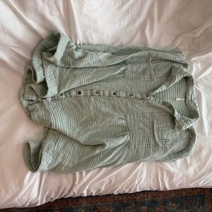 Free People Sage Green Button-Up Blouse
